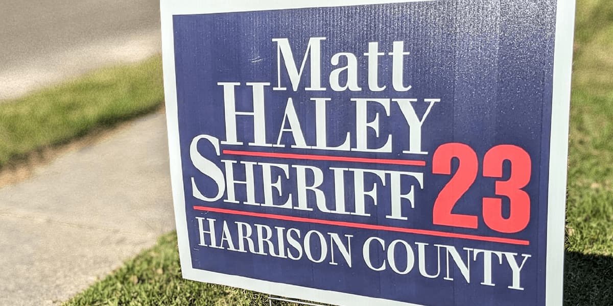 Matt Haley for Sheriff sign in yard